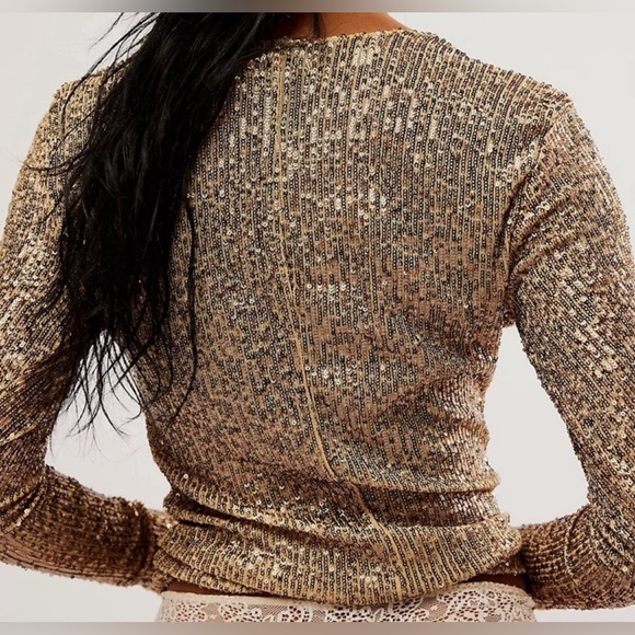48. NWT Free People Gold Rush Long Sleeve - Picture 4 of 13